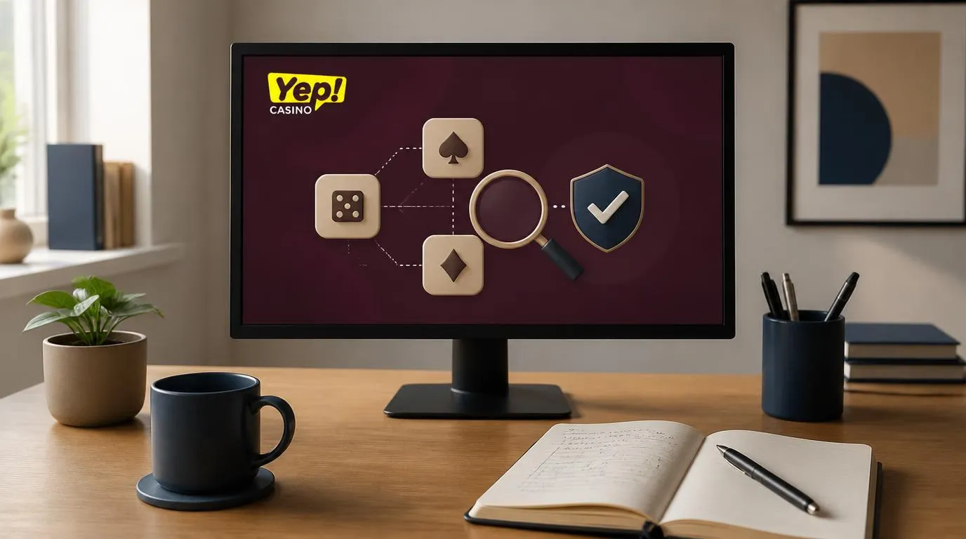 Monitor z symboliczną kontrolą integralności gier oraz notes z budżetem na rozrywkę